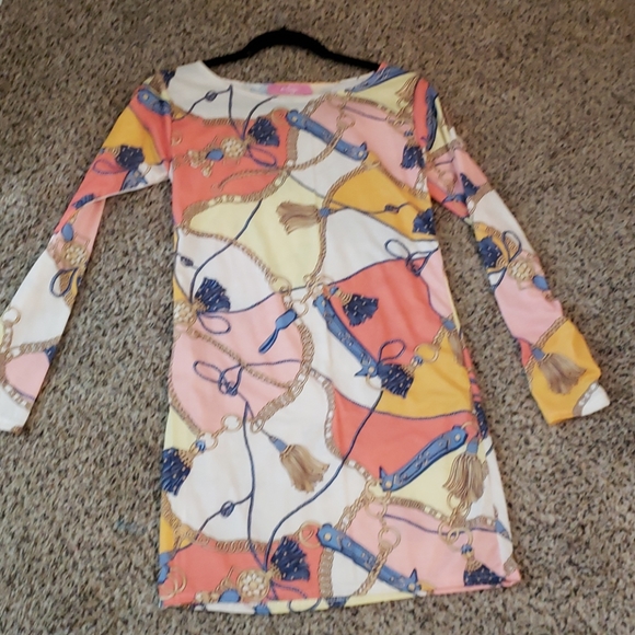 Horsebit Tassel print Mini dress/TunicTop - Picture 3 of 4